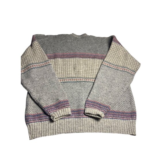 VTG- 80s Robert Bruce Knit Sweater 2XL Multicolor Gray Wool Blend Crewneck USA - Picture 2 of 9